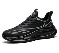 CHUOZI Men's Mesh Lightweight Fashion Sneakers, Breathable Walking Shoes,Shock-Absorbing Road-Running Size 6.5 Black Blue