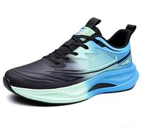 CHUOZI Men's Mesh Lightweight Fashion Sneakers, Breathable Walking Shoes,Shock-Absorbing Road-Running Size 6.5 Black Blue