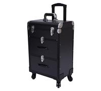 CHUOZI Rolling Makeup Case Large Cosmetic Trolley with Locks Professional Train organizers for Salon Barber (Pink)