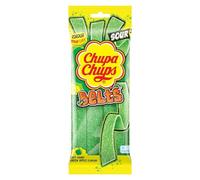 Chupa Chups Belts Sour Apple Fizzy Sugar Coated Gummy Strips Sweets 90g Share Bag