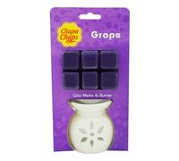 Chupa Chups Grape Scented Wax Melts and Ceramic Burner Set, 60g, White Flower Design, Includes 6 Wax Cubes
