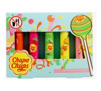 Chupa Chups Lip Licking Lip Balm Collection, 5 Assorted Flavors: Orange Pop, Strawberry Swirl, Melon Mix, Pineapple Punch, and Peach Pulp - Fun, Flavored Lip Care Gift Set for Kids and Adults