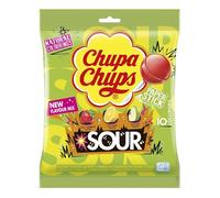 Chupa Chups Sour Lollipops - Tangy Cherry, Apple & Lemon Flavours, 120g - 1x Pack of 10