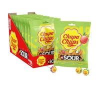Chupa Chups SOUR Lollipops, Variety Pack, Lemon, Strawbery & Apple Flavored, Individually Wrapped Bulk Sour Candy Suckers for Adults & Kids, 4.2 oz Peg Bag (Pack of 8)