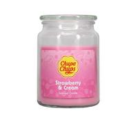Chupa Chups Strawberry & Cream Scented Candle, 510g, Pink Glass Jar