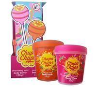 Chupa Chups Strawberry Swirl Body Butter & Orange Pop Body Scrub Set, Candy-Themed Bath Gift