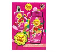 Chupa Chups Strawberry Swirl Pamper Yourself Trio Gift Set, Body Mist 100ml, Bath & Shower Gel 300ml, and Sponge
