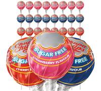 Chupa Chups Sugar Free Lollipops 3 Assorted Flavours, Pack of 50 (cola cherry strawberry) Confectionery Sweets Candy Suckers with Welari Thank You Card | (50pack)
