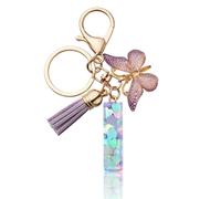 CHUQING Keyring with Letter Girl Keyring Initial Letter Gift Women Key Ring Butterfly Purple, Lila-i, S