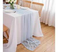 CHUQING Table Runner Chiffon Light Blue Decorative Table Ribbon Table Decoration for Birthday Wedding Dining Party,70cm x 3m