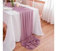 CHUQING Table Runner Dusky Pink Chiffon Table Runner Wedding Fabric for Dining Room Party Holiday Decoration 300 x 70 cm
