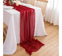 CHUQING Table Runner Red Chiffon Table Runner Wedding Table Cloth Christmas Table Decoration 3m Wine Red Bordeaux Table Ribbon