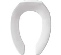 Church 295SSCT 000 Open Front Toilet seat, White, Elongated-Self Sustaining Hinges