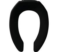 Church 295SSCT 047 Commercial Open Front Toilet Seat Without Cover Will Never Loosen & Reduce Call-Backs, Elongated, Plastic, Black