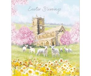 Church and Lambs Easter Cards - Pack of 5 Illustrated Cards in 1 design