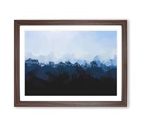 Church Beyond The Forest In Abstract Modern Art Framed Print | A4 Walnut Framed Wall Art | Ready to Hang | Abstract Religious Picture | Living Room Bedroom Lounge Office