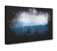 Church Beyond The Forest Paint Splash Canvas Print | Gallery Wrapped 30mm Frame Wall Art | 30x20 inches | Ready to Hang | Modern Landscape Picture | Living Room Bedroom Lounge Office