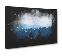 Church Beyond the Forest Paint Splash Canvas Print | Gallery Wrapped 30mm Frame Wall Art | 30x20 inches | Ready to Hang | Modern Landscape Picture | Living Room Bedroom Lounge Office