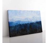 Church Beyond The Forest Painting Modern Art Canvas Wall Art Print Ready to Hang, Framed Picture for Living Room Bedroom Home Office Décor, 60x40 cm (24x16 Inch)