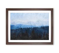 Church Beyond The Forest Painting Modern Art Framed Print | A2 Walnut Framed Wall Art | Ready to Hang | Modern Religious Picture | Living Room Bedroom Lounge Office