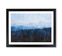 Church Beyond The Forest Painting Modern Art Framed Print | A4 Black Framed Wall Art | Ready to Hang | Modern Religious Picture | Living Room Bedroom Lounge Office