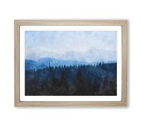 Church Beyond The Forest Painting Modern Art Framed Print | A4 Oak Framed Wall Art | Ready to Hang | Modern Religious Picture | Living Room Bedroom Lounge Office