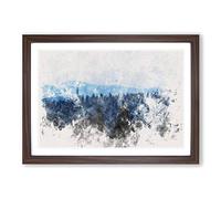 Church Beyond The Forest Watercolour Framed Print | A2 Walnut Framed Wall Art | Ready to Hang | Modern Religious Picture | Living Room Bedroom Lounge Office