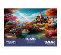 Church by River 1000 Piece Jigsaw Puzzles for Adults Featuring Artistic Design Jigsaws for Adults Colorful Castle As A Mind Relaxation Puzzle for Holiday Activity 70x50cm/1000pcs
