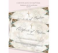 Church Certificate of Baptism: Christening Certificates Notebook with 20 Full Color Baptism Certificates, Fill-in-ready