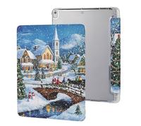Church Christmas Cute Tablet Case with Pencil Holder Lightweight Hard Protective Cover Compatible with iPad 9th/ 8th/ 7th
