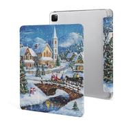 Church Christmas Tablet Case Compatible with iPad Pro 2021 | Pencil Holder Lightweight Folding Hard Protective Cover