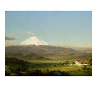 Church Cotopaxi Volcano Ecuador Andes Mountain Snow Painting Art Print Canvas Premium Wall Decor Poster Mural