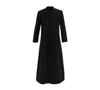 Church Dresses For Men Medieval Renaissance Retro Long Sleeve Rows Buttons Decor Clergy Dress With Stand Collar Gothic Victorian Frock Cassock Church Priest Roman Robe Clergy Liturgical Vestments