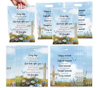 Church Gift Party Favor Bags - 100 Pcs Religious Christian Welcome Goodie Candy Gift Bags Bible Verse Party Favors for Church Group Jesus Birthday Christmas Sunday School Decorations