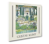 Church In Cassone By Gustav Klimt Exhibition Museum Classic Painting Canvas Wall Art Print Ready to Hang, Framed Picture for Living Room Bedroom Home Office Décor, 20x20 Inch (50x50 cm)
