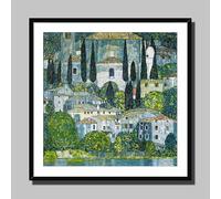 Church in Cassone by Gustav Klimt, Framed and Mounted, 36x36inch (90x90cm), Black Frame,
