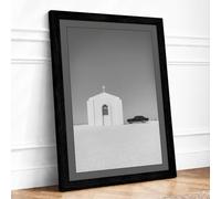 Church in White Silence Minimalist Framed Wall Art Print A1 (84.1×59.4cm) Black, Wall Decor for Living Room, Bedroom, Office & Home, Ready to Hang, Art Gift