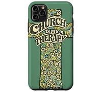 Church Is My Therapy Cross - Floral Spiritual Faith Art Case for iPhone 11 Pro Max