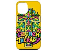 Church Is My Therapy Cross - Floral Spiritual Faith Art Case for iPhone 12/12 Pro