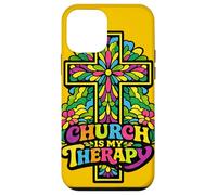 Church Is My Therapy Cross - Floral Spiritual Faith Art Case for iPhone 12 mini