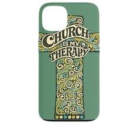 Church Is My Therapy Cross - Floral Spiritual Faith Art Case for iPhone 13
