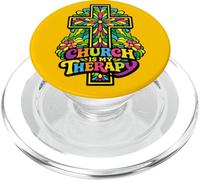 Church Is My Therapy Cross - Floral Spiritual Faith Art PopSockets PopGrip for MagSafe