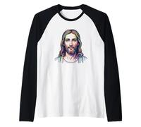 Church - Jesus Christ Portrait Face Divine God Holy Raglan Baseball Tee