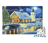 Church Jigsaw Puzzles Winter 1000 Piece Recycled Paper for Adults Puzzle Fun Present Home Decor Stimulate Brain Thinking Great Gift 38x26cm/1000pcs
