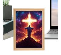 Church Lamp,4D Led Christ Frame Light | Led Religious Painting Decoration for Home Decor Living Room Bedroom Church Easter Christmas Birthday
