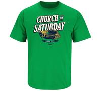 Church On Saturday T-Shirt for Notre Dame College Fans (SM-5XL), Irish Green Short Sleeve, XXL