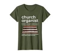 Church Organist Definition Pipe Organ Player T-Shirt, Women, Olive Green, 3X-Large