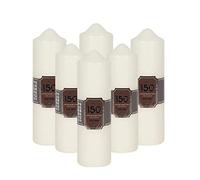 Church Pillar Candles - Unscented Overdipped White Candles with Long Burning Times of 150 Hours, 24 cm Tall (Pack of 6)