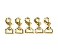 Church Products UK Solid Brass Swivel Trigger Hook/Clips Heavy Duty Square Ended x5 for 25mm Dog Leads, Webbings, Leather, Horse Reigns (25mm)
