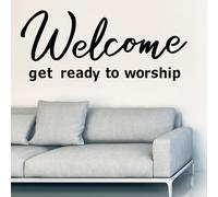 Church Quotes Wall Decals Christian Inspirational Wall Stickers Religious Welcome Get Ready to Worship Sign Motivational Vinyl Wall Art Decals for Church Living Room Office Home Decor